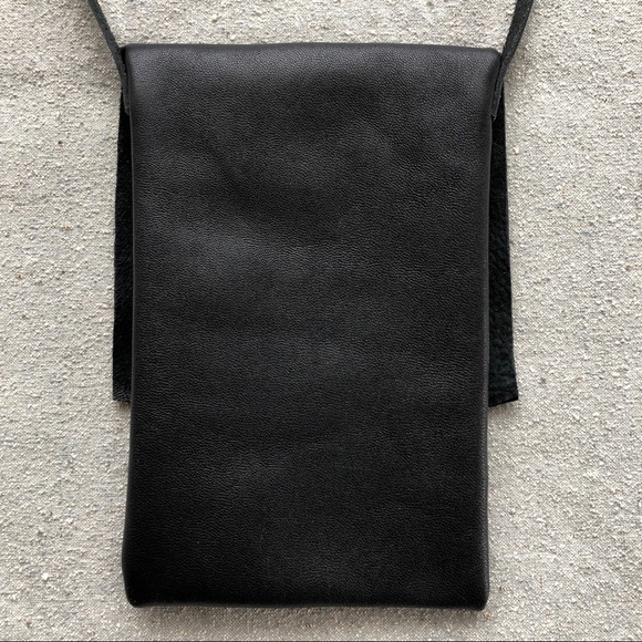 Buddha Bead Handcrafted Upcycled Leather BE PEACE Crossbody Pouch (phone) Bag - Picture 4 of 6